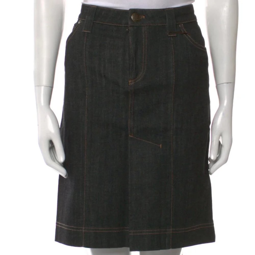 Authentic LOUIS VUITTON Embroidered Accent Knee-Length Skirt